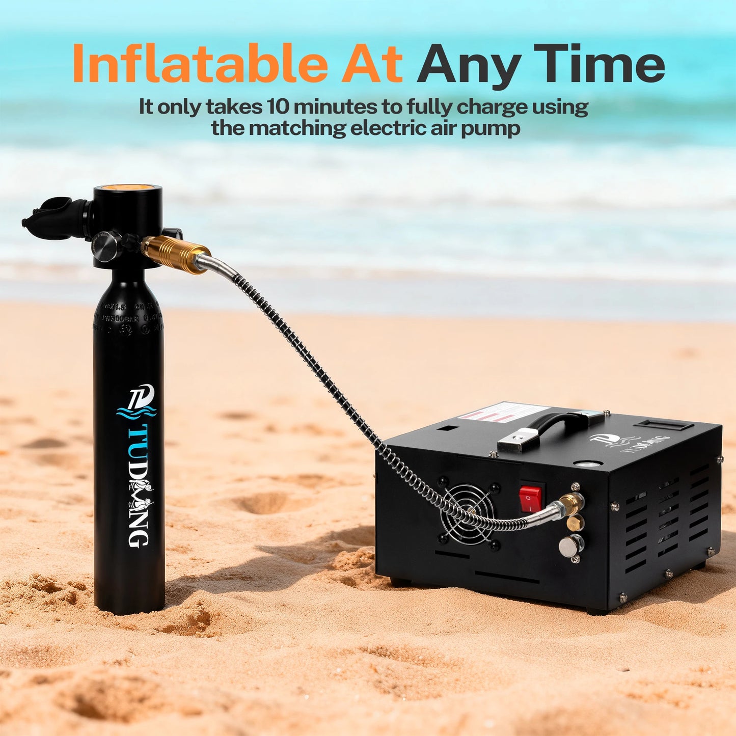 TUDIVING-0.5L Scuba Diving Tank Kit with Air Compressor,Lung Tank with Diving Mask,Portable Scuba Tank for Underwater Training