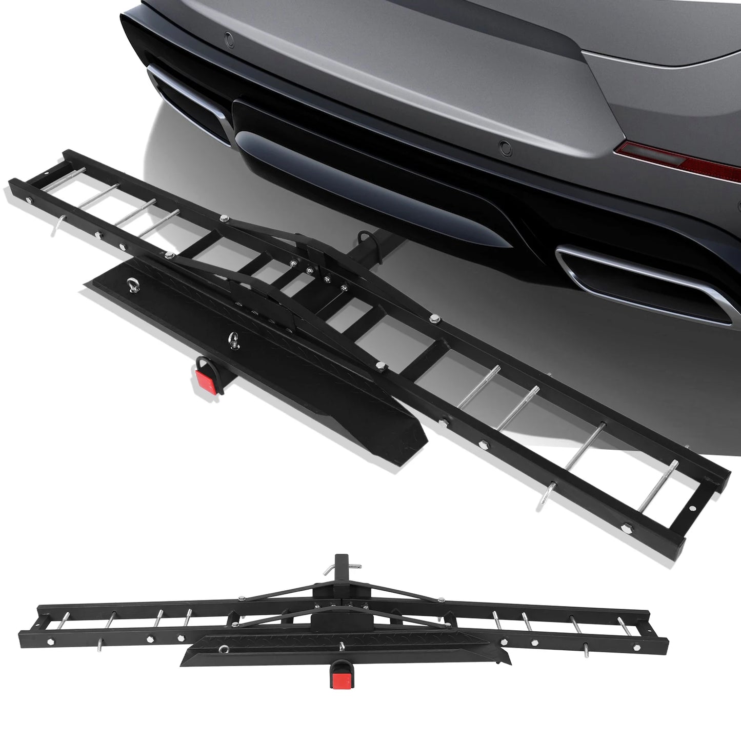 Hitch Mount Bike Carrier Anti Tilt Rear Trailer Steel Mount Rack Foldable Electric Bicycles Racks for SUVs Cars Trucks Vans