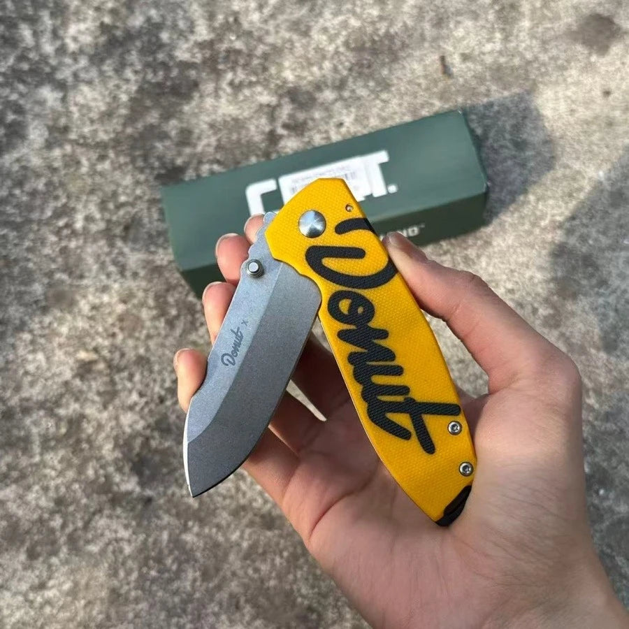 DONUT X SQUID Folding Knife D2 Steel G10 Handle Outdoor Camping Survival EDC Pocket Knife Utility Cutting Knife Men's Gift