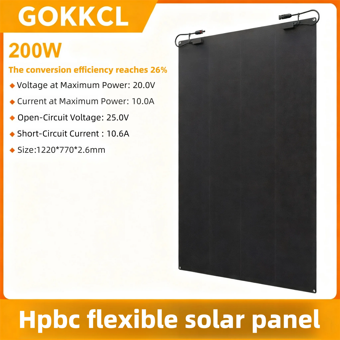 GOKKCL 200/150/115/50 Watt HPBC Back Contact Solar Cells 25.8% High Efficiency Portable Flexible Solar Panel No Busbar