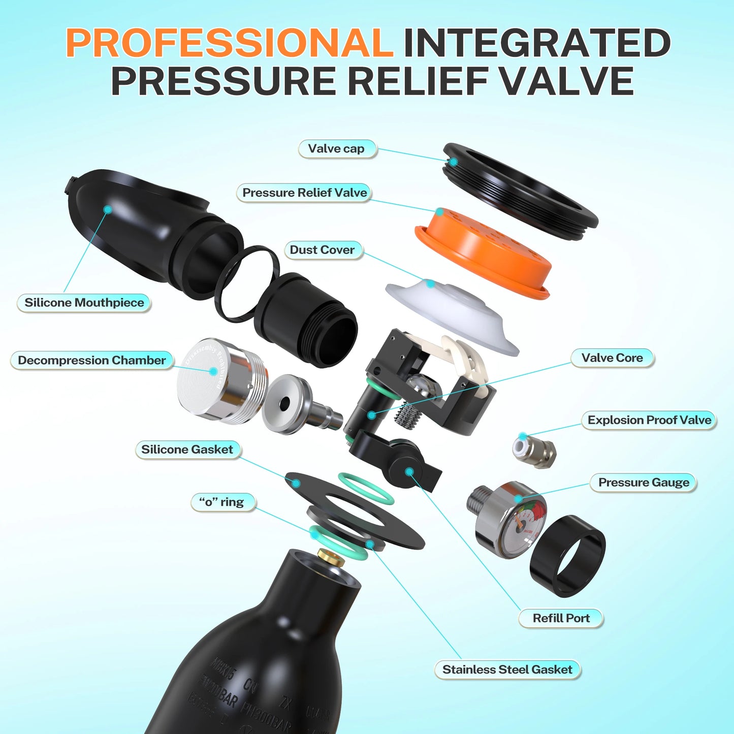 TUDIVING-0.5L Scuba Diving Tank Kit with Air Compressor,Lung Tank with Diving Mask,Portable Scuba Tank for Underwater Training