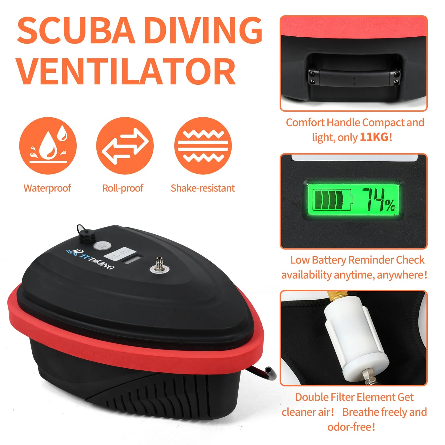 TUDIVING-Upgrade Tankless Diving System,Portable Rechargeable Hookah Dive System,Hookah Dive System Support 7-10h