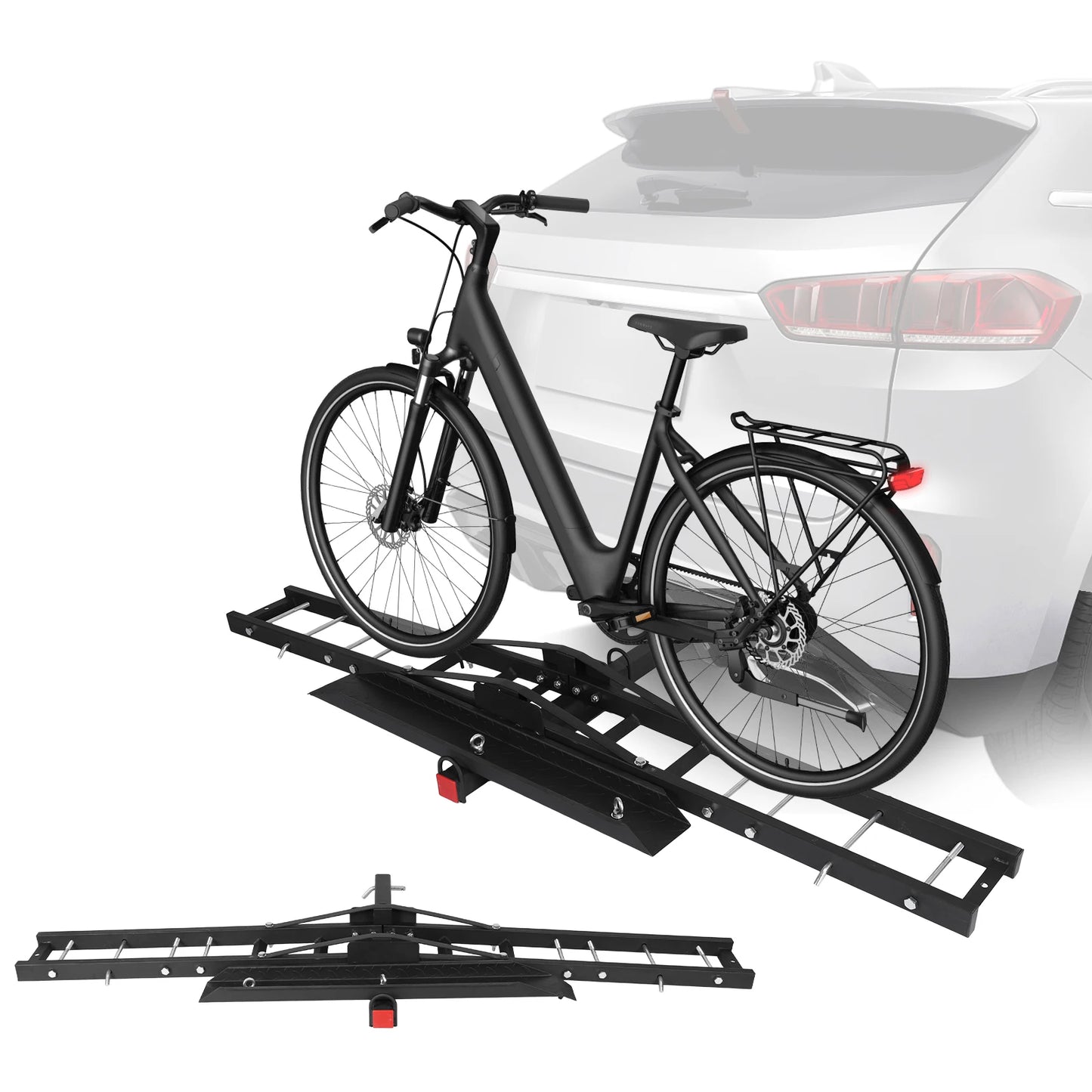 Hitch Mount Bike Carrier Anti Tilt Rear Trailer Steel Mount Rack Foldable Electric Bicycles Racks for SUVs Cars Trucks Vans