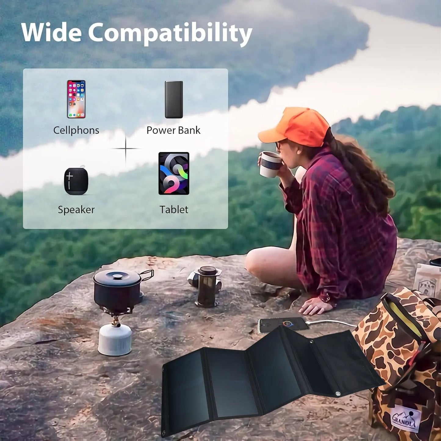 28W Foldable Solar Panel Portable PV Model 2 USB Ports mobile phone Charge with SunPower Solar Cell for Phone Outdoors,Camping
