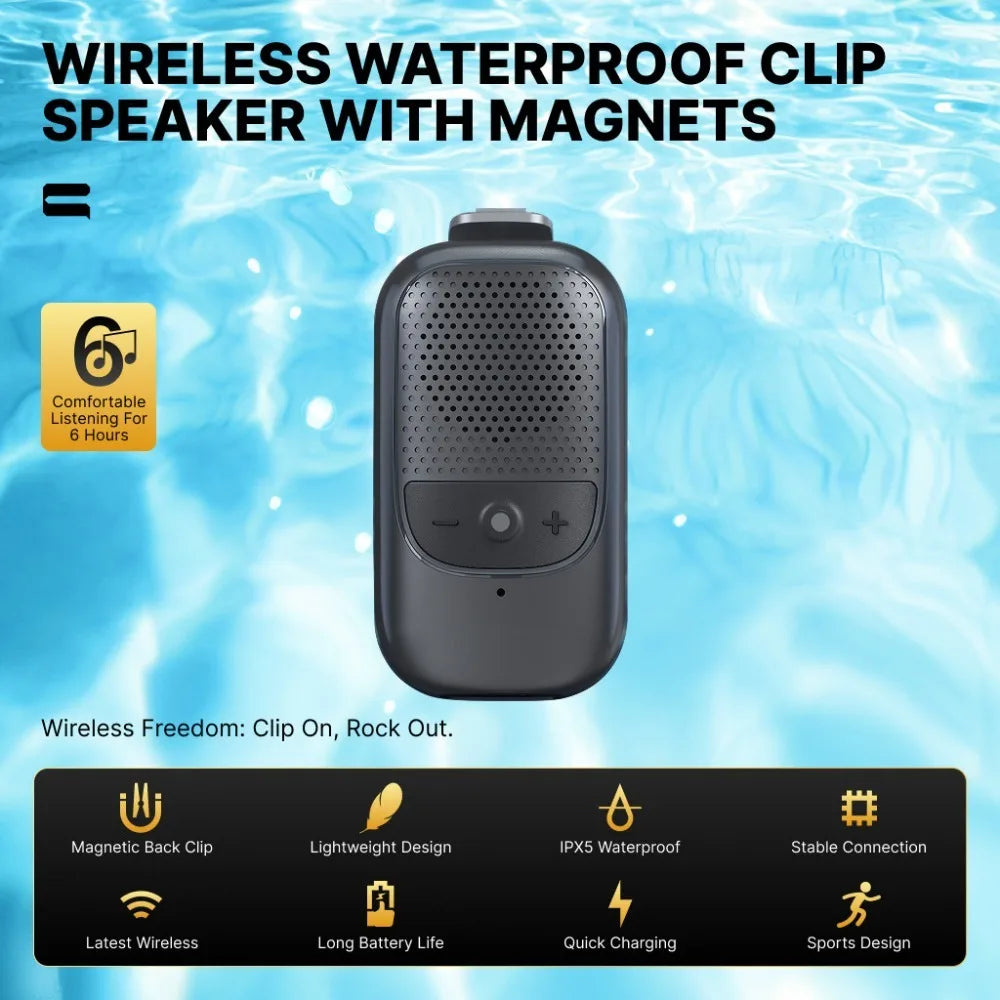 Mini Wearable Bluetooth Speaker Clip-On Wireless Portable Speakers Built-in ENC Mic Hands-free call For Work Outdoors Sports