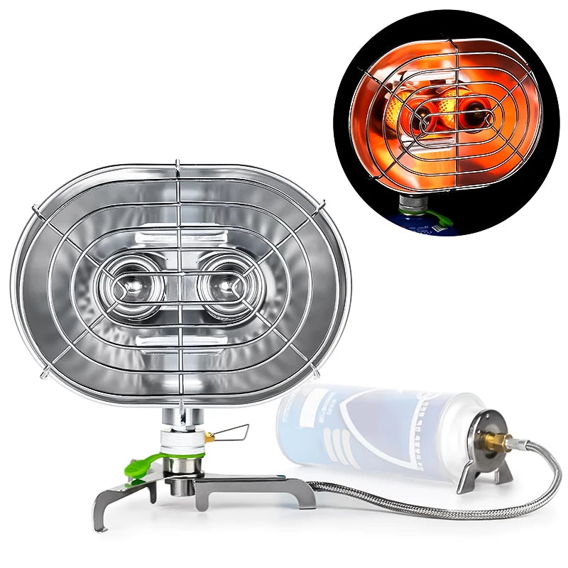 BRS-H22 Outdoor Space Heater Portable Double Head Infrared Ray Camping Heating Stove Safe Tent Heater with Protective Mesh 1050W