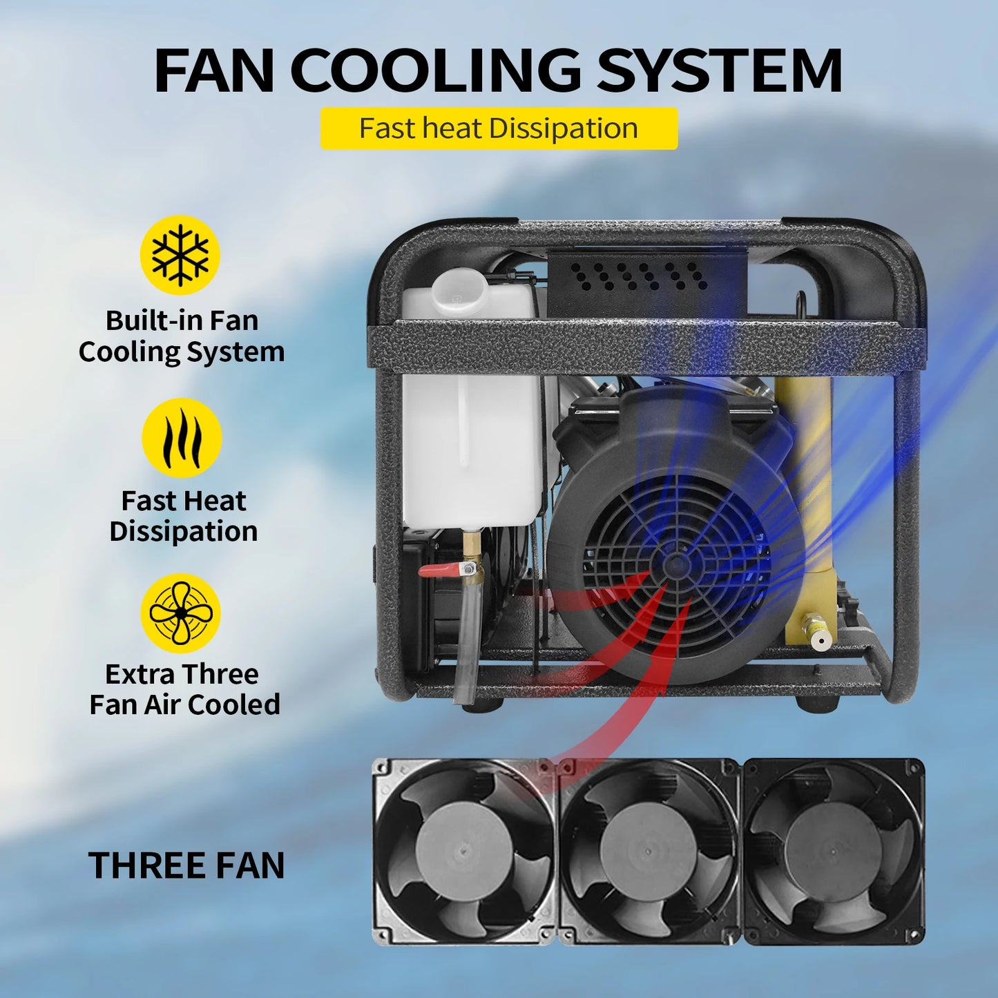 TUDIVING-Portable Scuba Tank Compressor,Built-in Water Cooling and Filtration System,Auto Stop Pcp  Air High Pressure Compressor