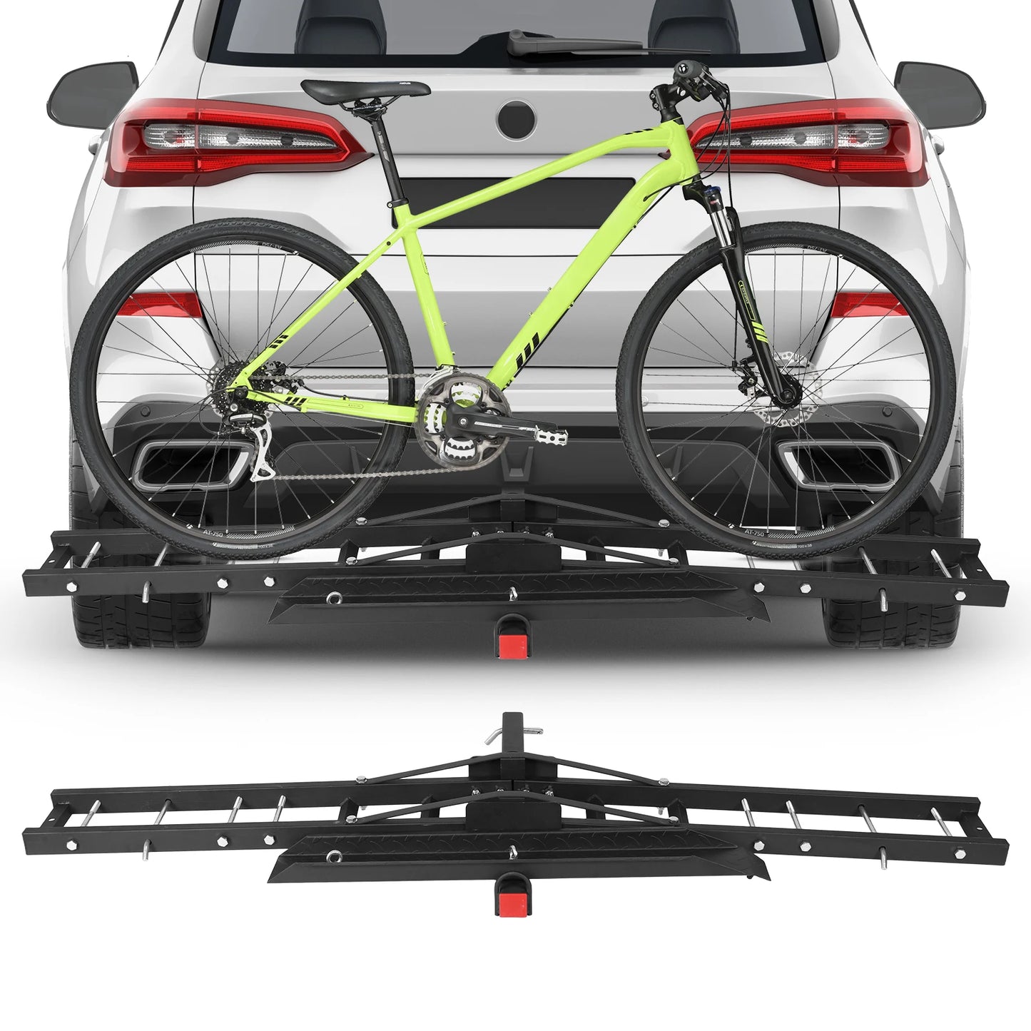 Hitch Mount Bike Carrier Anti Tilt Rear Trailer Steel Mount Rack Foldable Electric Bicycles Racks for SUVs Cars Trucks Vans