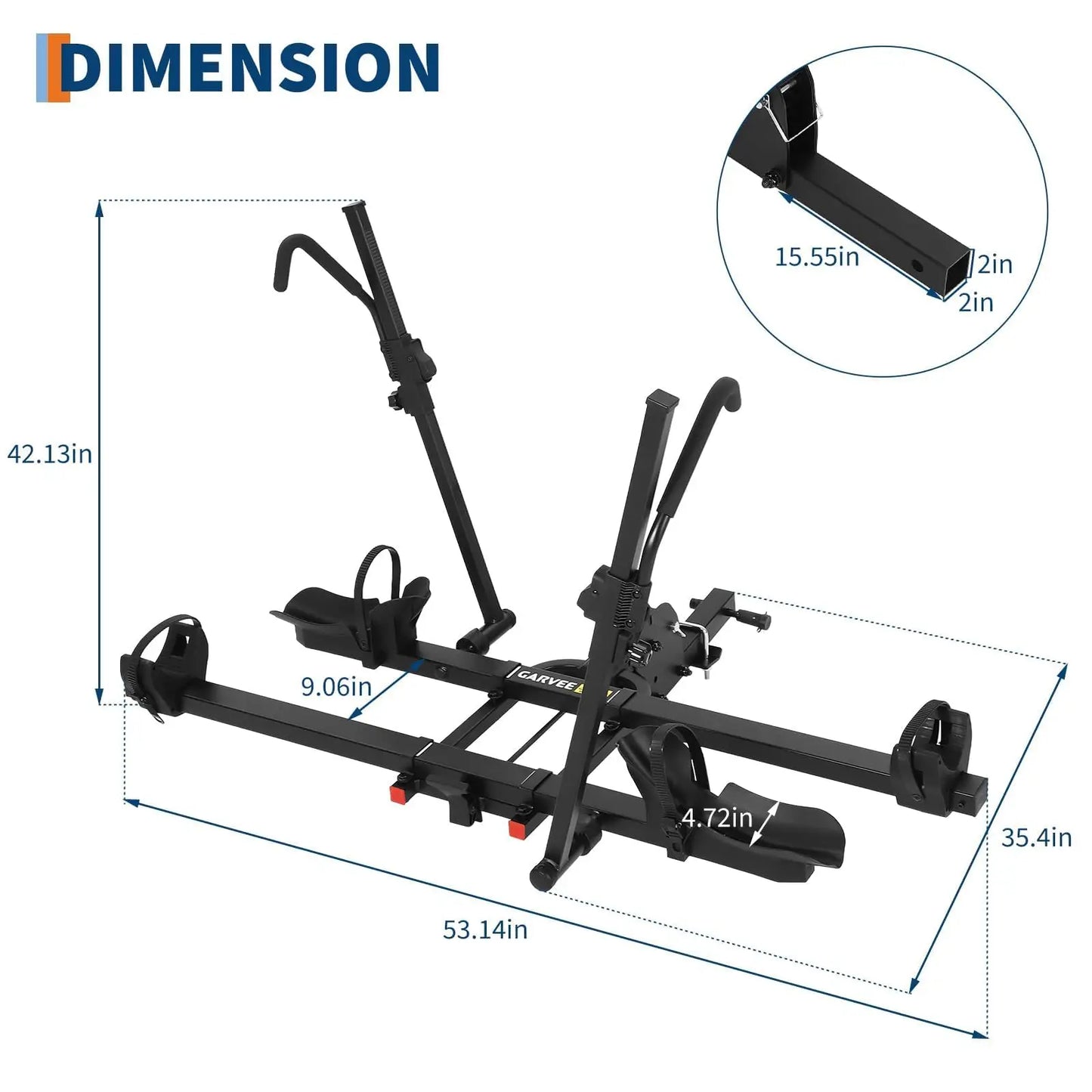 Hitch Bike Rack, 220lbs 2-Bike Hitch Rack with Tilt, Fold, Soft Frame Clamp & Safety Straps, 2" Receiver for Car, SUV, RV, Truck