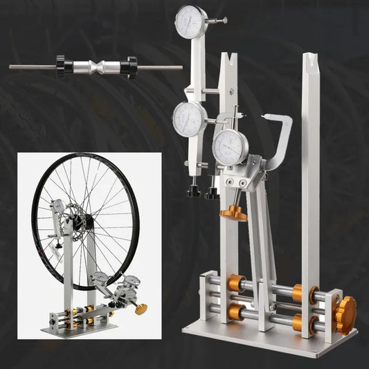 Professional Bike Wheel Truing Stand with Dial Gauge Fits Quick Release & Thru-Axle, for MTB/Road Bike Rim Alignment Repair