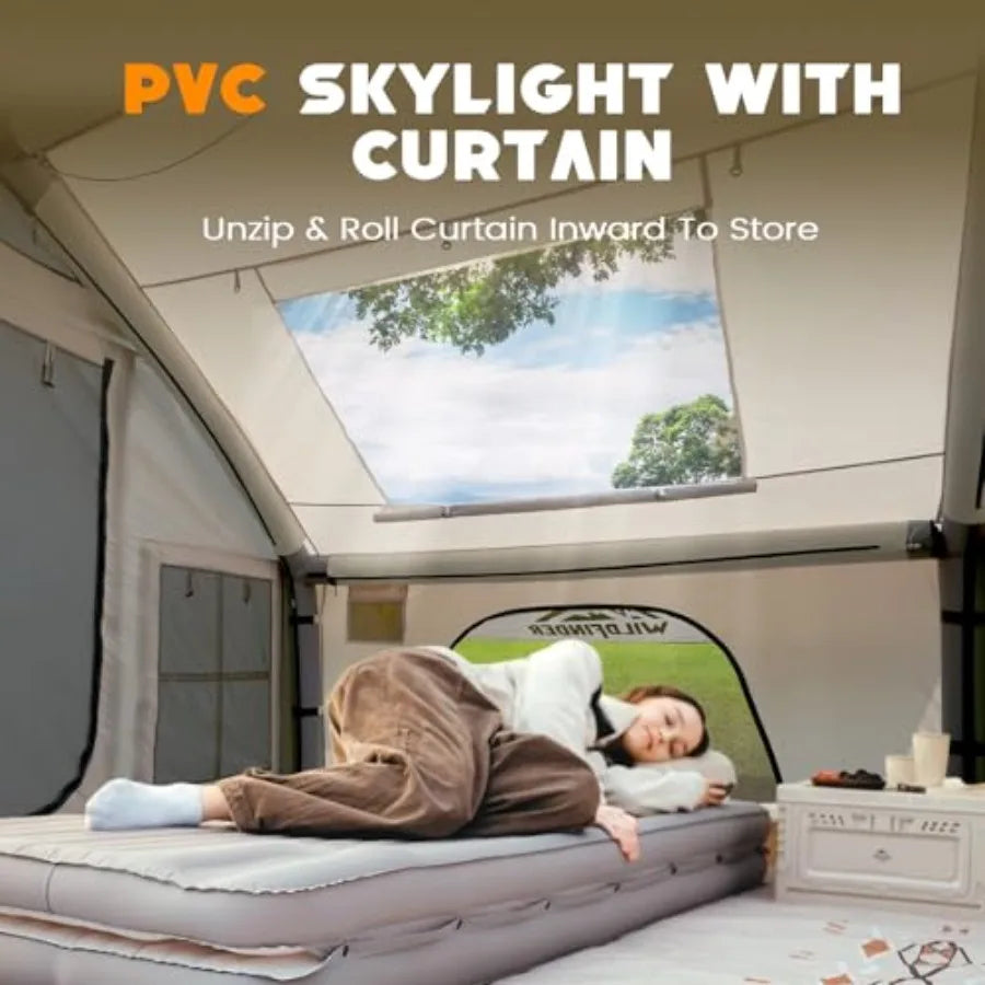 Inflatable Tent with Skylight Quick Setup Blow Up Tents with Pump Hot Tent with Stove Jack Waterproof Ox Inflatable House for C