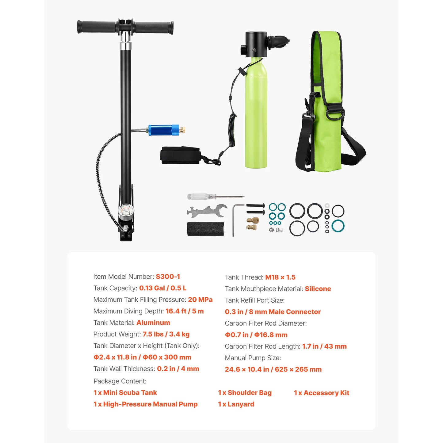 SucceBuy Mini Scuba Tank Portable Diving Tank for Underwater Breathing Reusable Lung Diving Cylinder up to 10 Minutes Dive Time