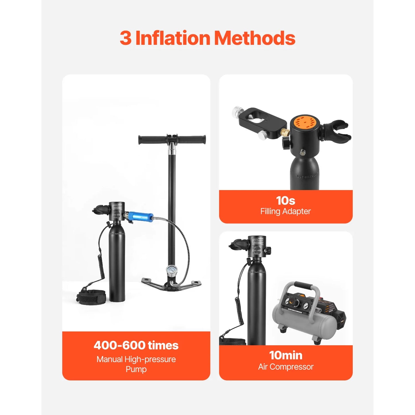 SucceBuy Scuba Tank 0.5L Portable Scuba Diving Tank Diving Oxygen Cylinder Support 5-10Minute Underwater Breathing 98.43ft Depth