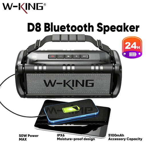 W-KING 90W Max Bluetooth Speaker, IPX6 Waterproof Portable Speakers Wireless 50W Deep Bass Loud Outdoor For Home Party ,Beach