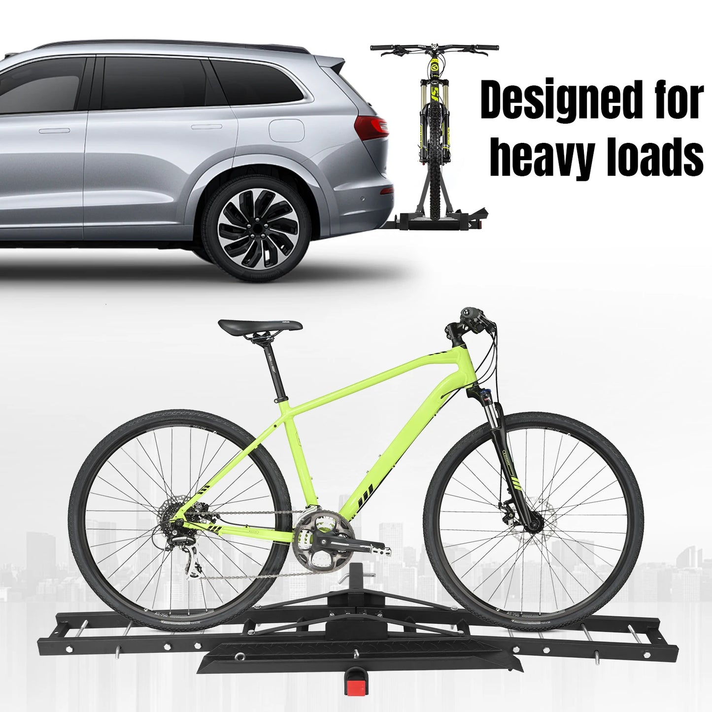 Hitch Mount Bike Carrier Anti Tilt Rear Trailer Steel Mount Rack Foldable Electric Bicycles Racks for SUVs Cars Trucks Vans