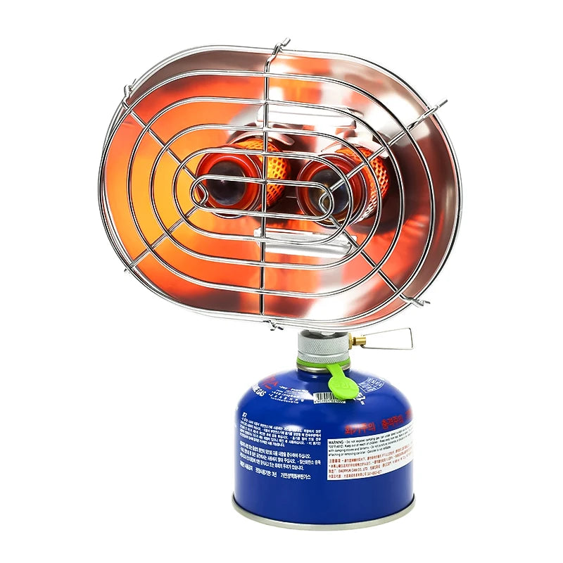 BRS-H22 Outdoor Space Heater Portable Double Head Infrared Ray Camping Heating Stove Safe Tent Heater with Protective Mesh 1050W