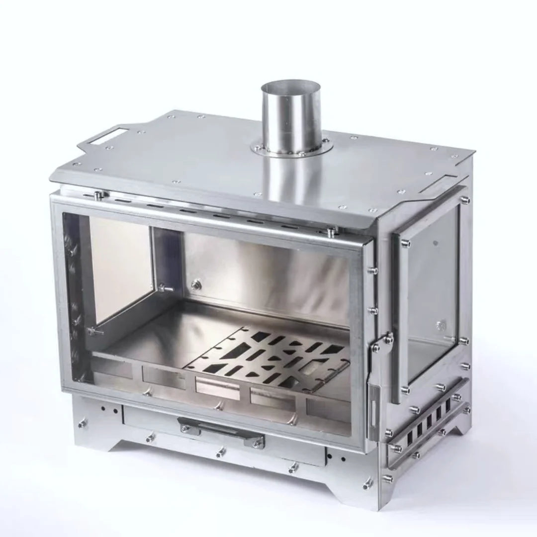 SmiloDon Camping Wood Stove, 430SS Smokeless Fireplace, Portable Tent Heater, 3-Glass View Bonfire Stove, Secondary Burn Stove