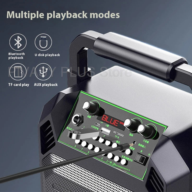 300W Peak Bluetooth Speaker Portable Wireless Hand-held Sound Box with Mic 6-8H Playback Time Audio FM Radio For Outdoor Karaoke