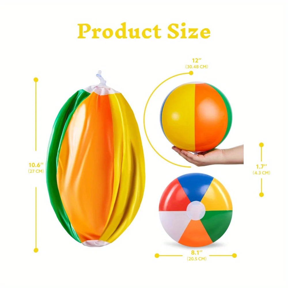 JOYFY Rainbow Beach Balls(12 Pack) Inflatable Swimming Pool Toys for Summer Water Games Kids Birthday Party Supplies Combo Set