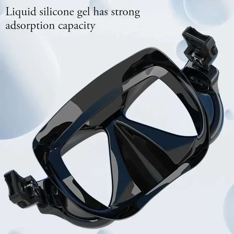 Diving Mask Dry Snorkel Set for Adults Tempered Glass Professional Panoramic Snorkeling Gear Swimming Training Snorkel Kit