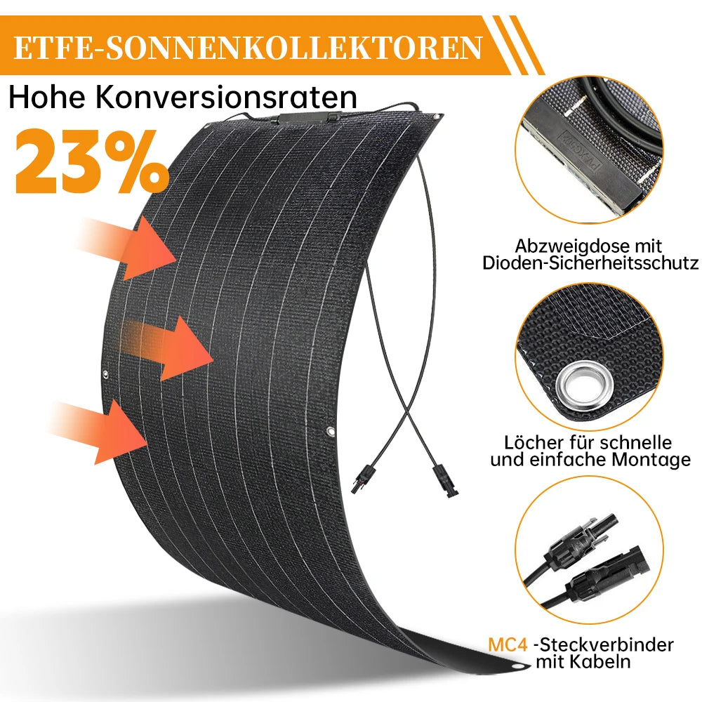 Solar panels 300W ETFE Flexible Mono Solar Panel 12V Battery Charger for Cars, Motorhomes and Rooftop Power,Boat Outdoor
