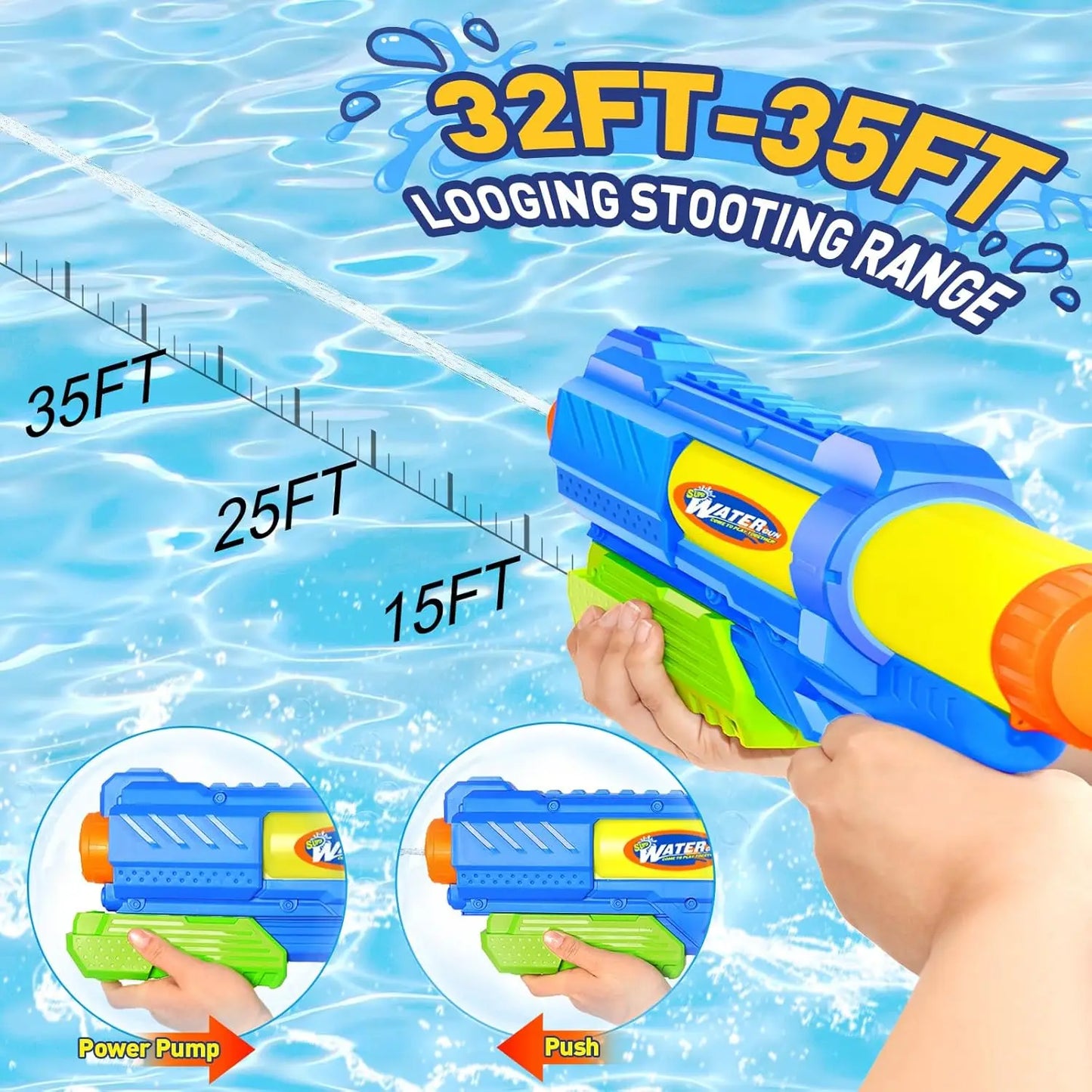 2-Pack 1200CC Water Guns for Kids and Adults: Long-Range Super Soaker for Pool, Beach, Outdoor Fun
