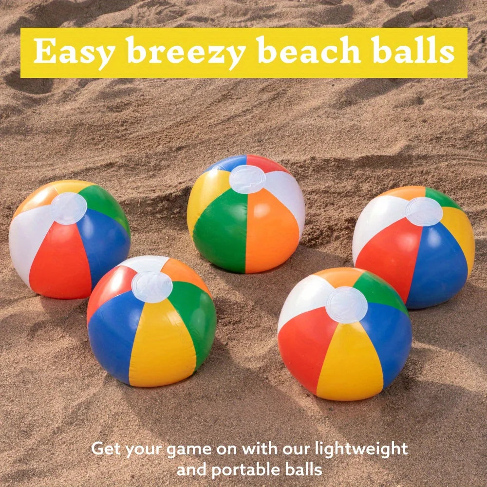 JOYFY Rainbow Beach Balls(12 Pack) Inflatable Swimming Pool Toys for Summer Water Games Kids Birthday Party Supplies Combo Set