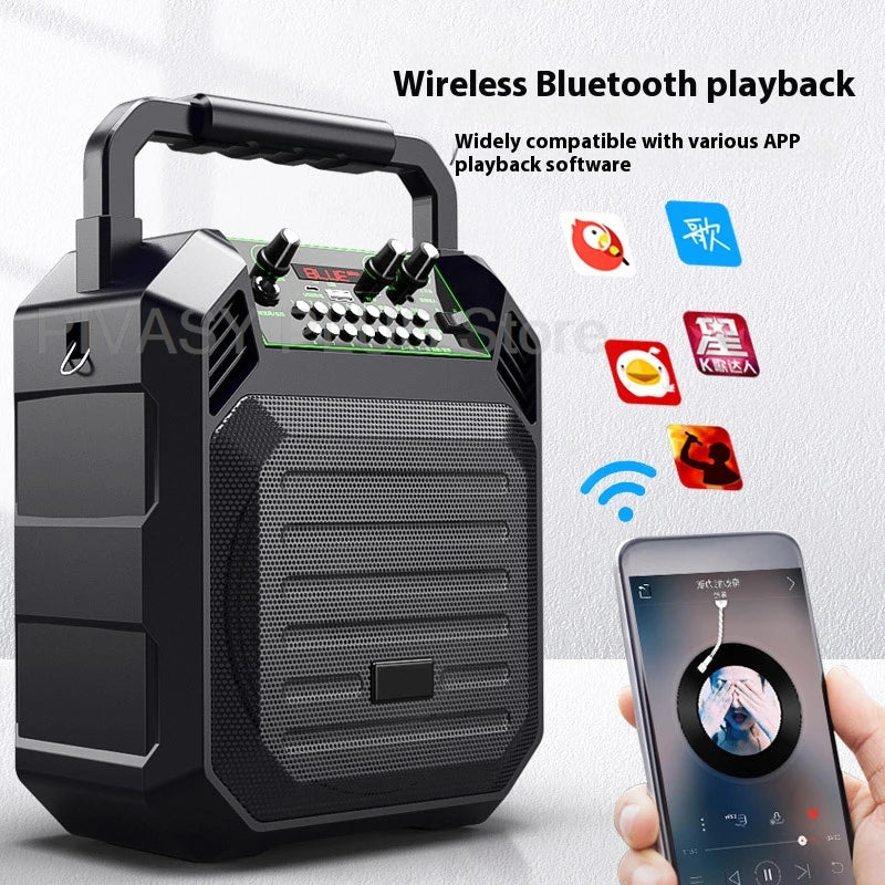 300W Peak Bluetooth Speaker Portable Wireless Hand-held Sound Box with Mic 6-8H Playback Time Audio FM Radio For Outdoor Karaoke