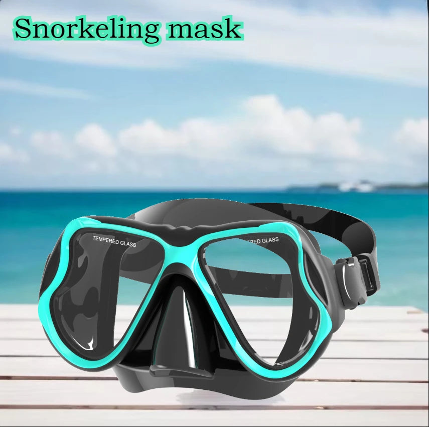 Diving Mask Dry Snorkel Set for Adults Tempered Glass Professional Panoramic Snorkeling Gear Swimming Training Snorkel Kit