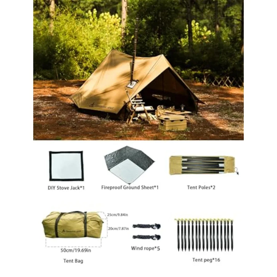 Hot Tent with Stove Jack 4 Season Waterproof and Windproof Shelter for 1 4 People Lightweight for Camping Hiking Hunting and Fi