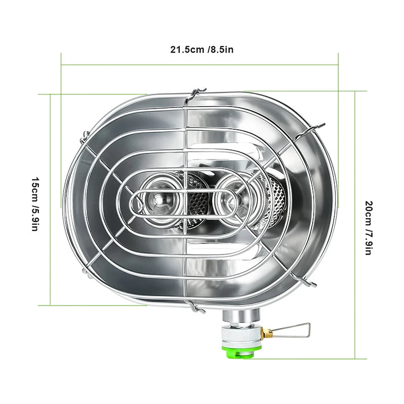 BRS-H22 Outdoor Space Heater Portable Double Head Infrared Ray Camping Heating Stove Safe Tent Heater with Protective Mesh 1050W