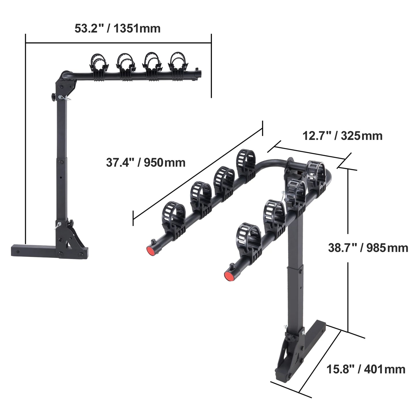 SucceBuy Hitch Mount Bike Rack, 2/4-Bike Platform Style 80/160/150 LBS Bike Rack Hitch Titling and Folding Bike Carrier for Car