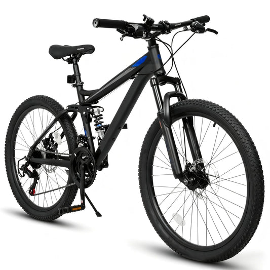 27.5 Inch Full Suspension Mountain Bike 21-Speed Mechanical Disc Brakes Suitable for Men and Women