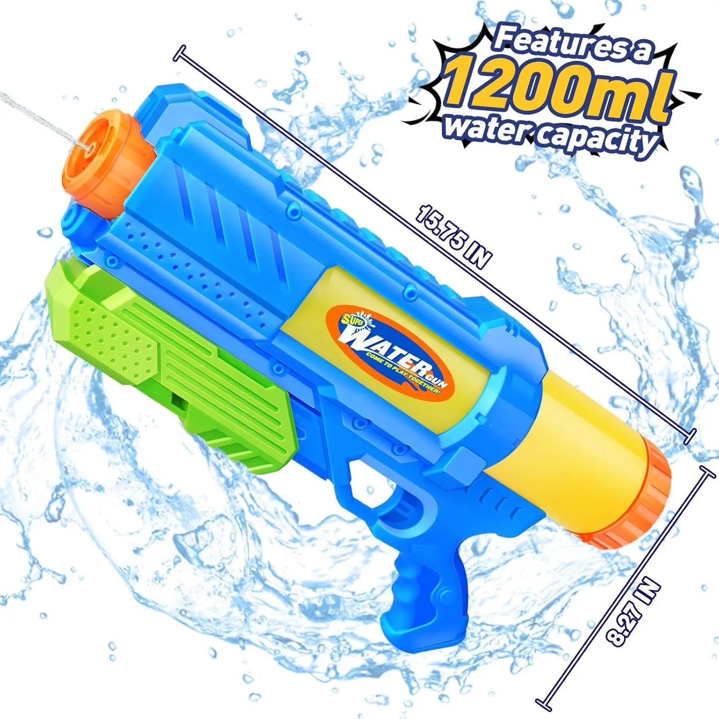 2-Pack 1200CC Water Guns for Kids and Adults: Long-Range Super Soaker for Pool, Beach, Outdoor Fun