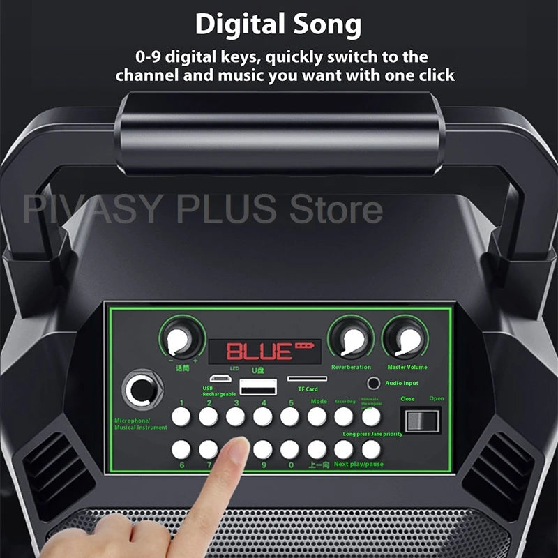 300W Peak Bluetooth Speaker Portable Wireless Hand-held Sound Box with Mic 6-8H Playback Time Audio FM Radio For Outdoor Karaoke